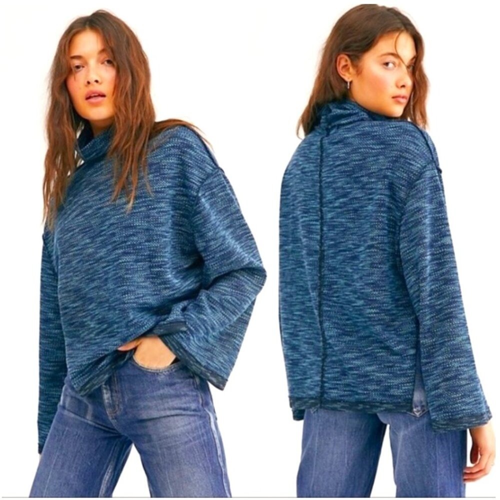 Free People We the Free Sunny Days Knit Oversized Funnel Neck Pullover Size S